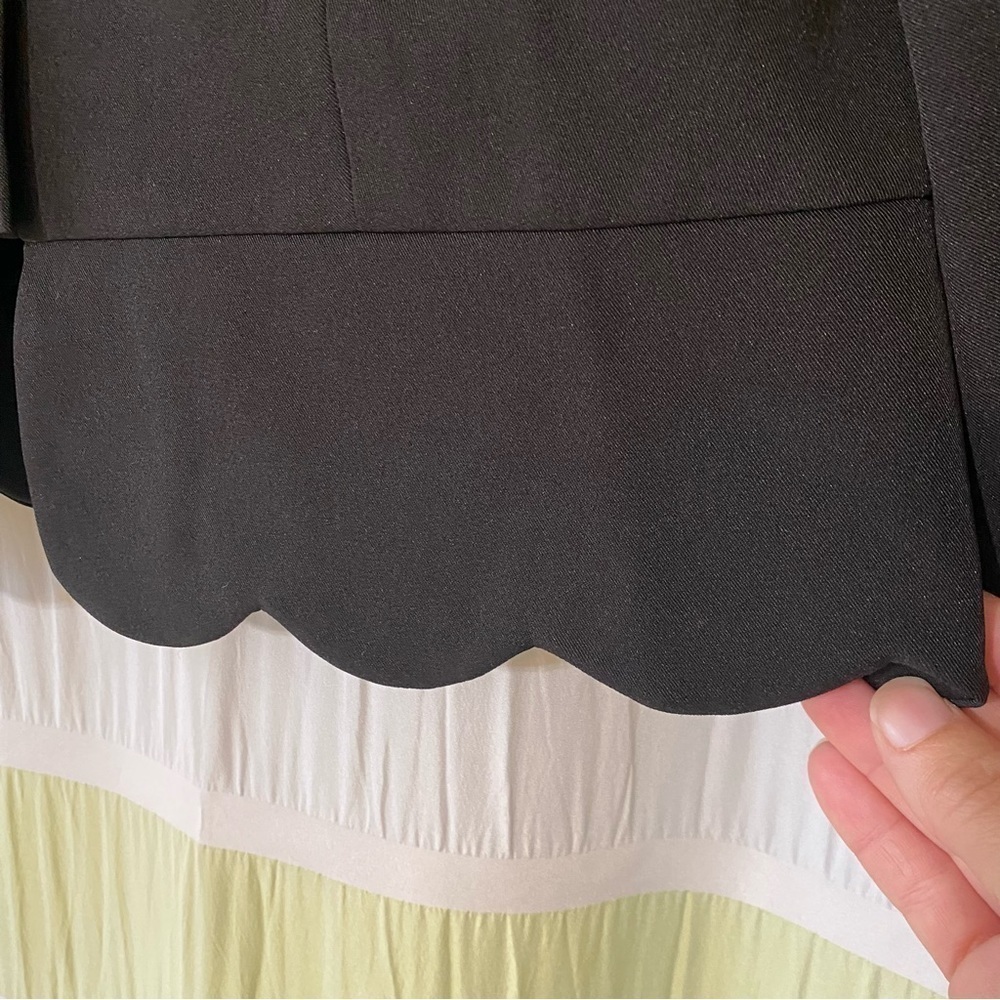 Harve Benard Scalloped Blazer Jacket Cropped Black Sz 12 - Picture 4 of 11